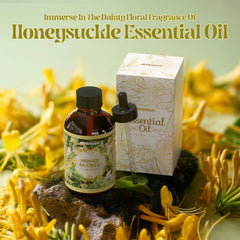 Close-up image of honeysuckle essential oil texture