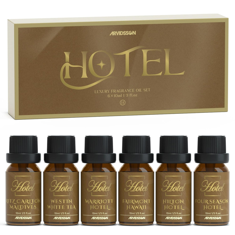 ARVIDSSON Hotel Diffuser Oils Gift Set – seven luxury scents in amber bottles