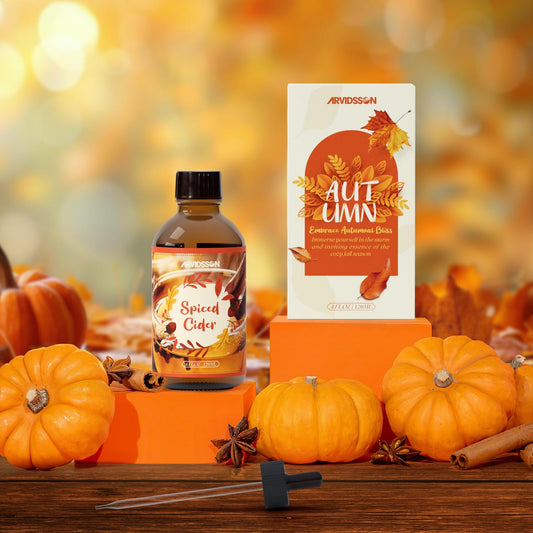 Close-up of ARVIDSSON Spiced Cider fragrance oil bottle in a diffuser setup
