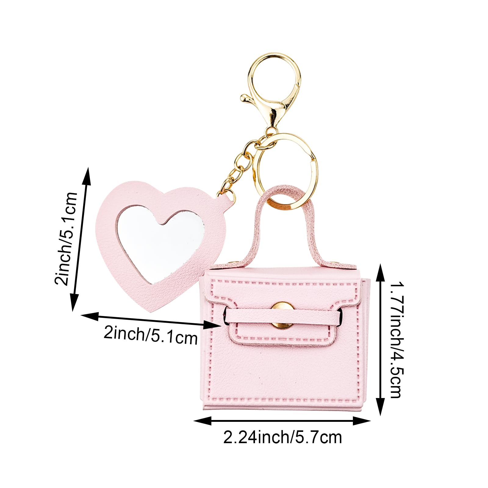 Arvintas leather keychain rucksack charm with heart mirror for bags or keys.