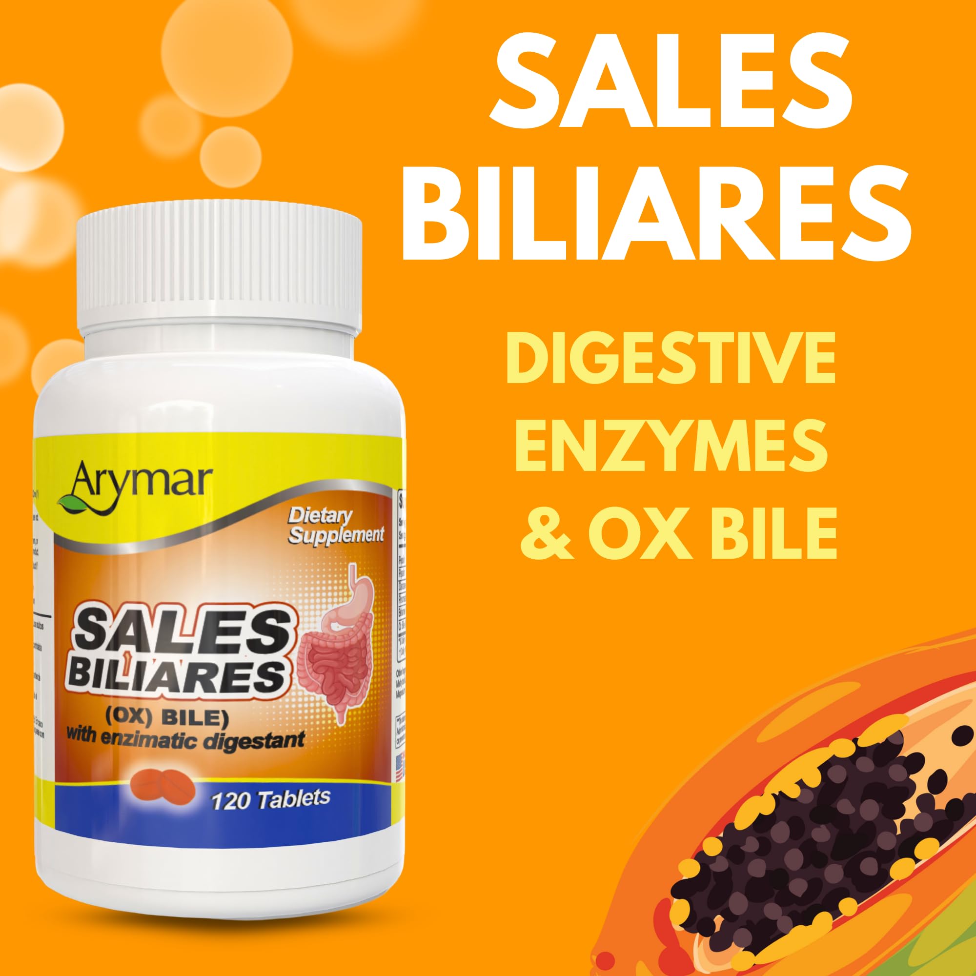 Graphic illustrating ox bile and digestive enzymes concept