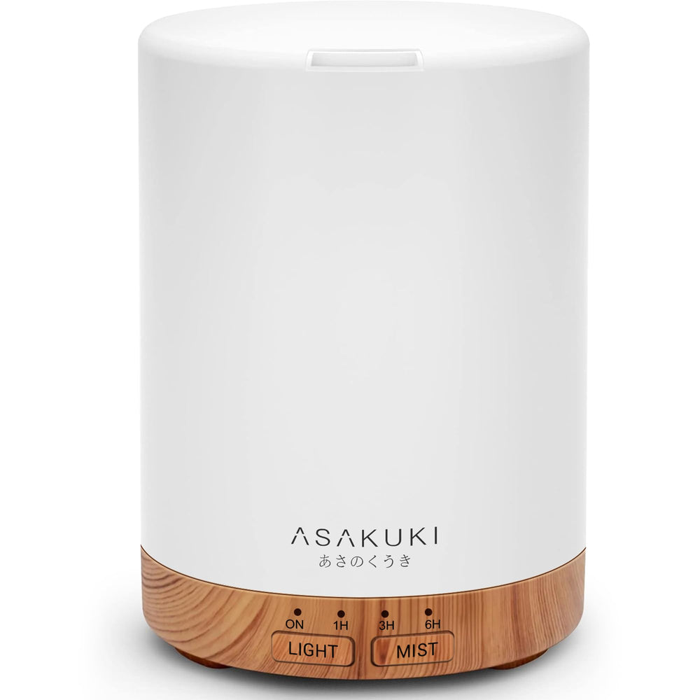 ASAKUKI 300ml essential oil diffuser in light brown - front view