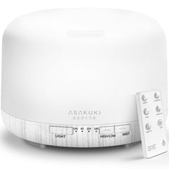 ASAKUKI 500ml essential oil diffuser in white, front view