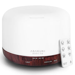 ASAKUKI 500ml essential oil diffuser in reddish-brown