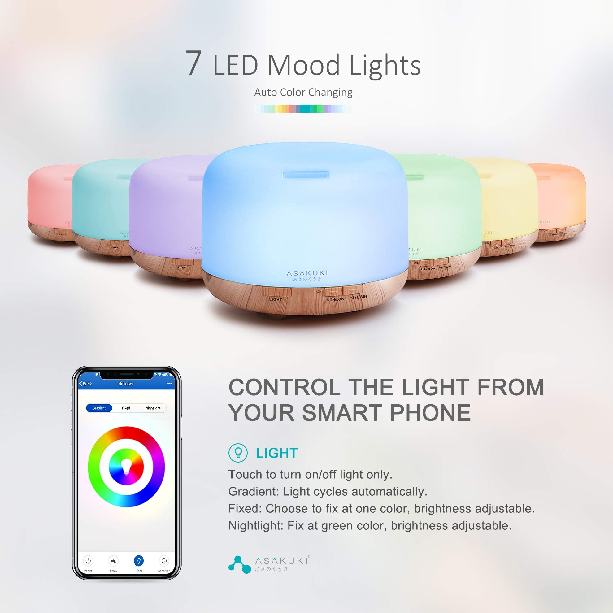 ASAKUKI Smart Wi-Fi Diffuser gold top view
