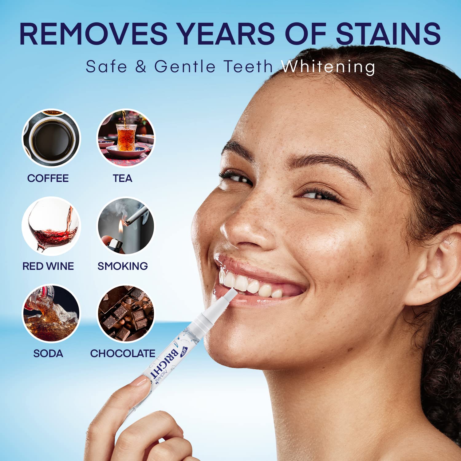 Mint-flavored whitening gel being dispensed