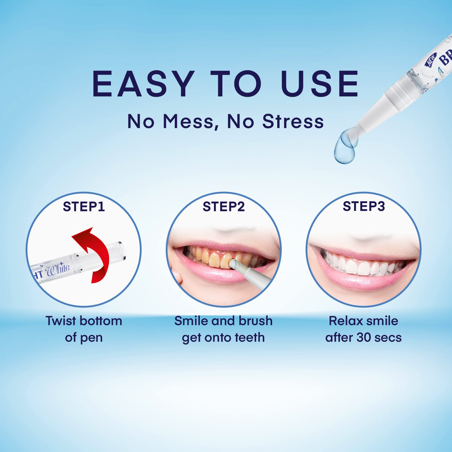 Before and after whitening results with AsaVea pen