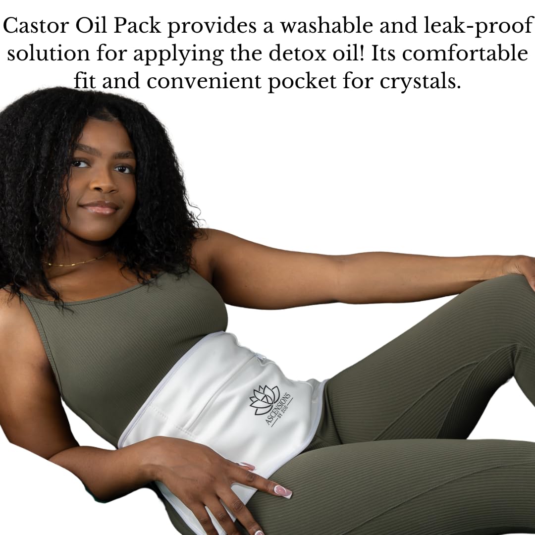 Castor oil pack in waist wrap design with soft cotton material and elastic waistband.