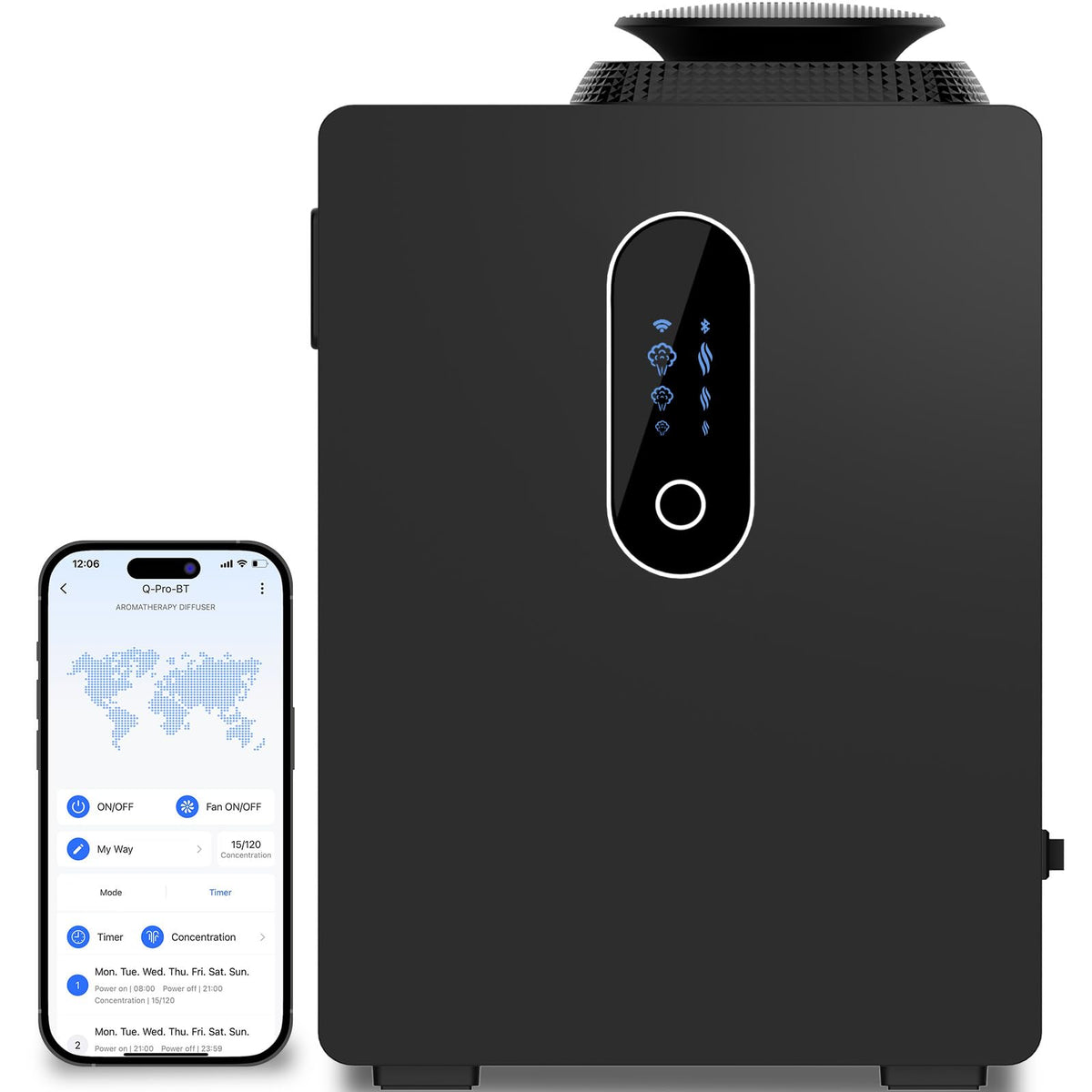 HVAC scent diffuser with 6000 sq ft coverage in metal housing