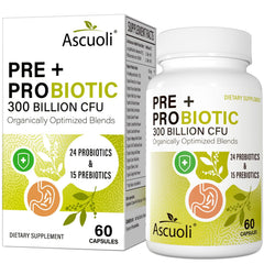 Bottle label of Ascuoli Probiotics for Women and Men with 300B CFU