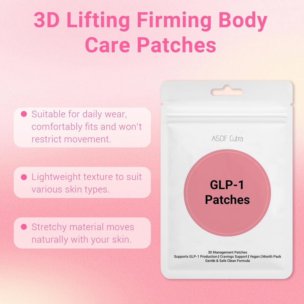 Transdermal GLP-1 patch applied on skin illustrating 8-hour delivery