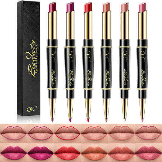 Aseawave lip liner and lipstick set in purple-red for bold, long-lasting color.