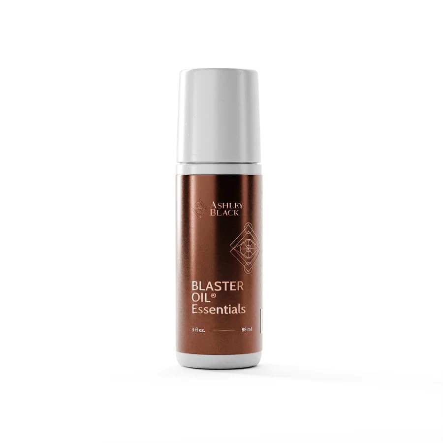 Ashley Black Blaster Oil Essentials Roll-On 1oz bottle infused with lavender, peppermint, and tea tree oils