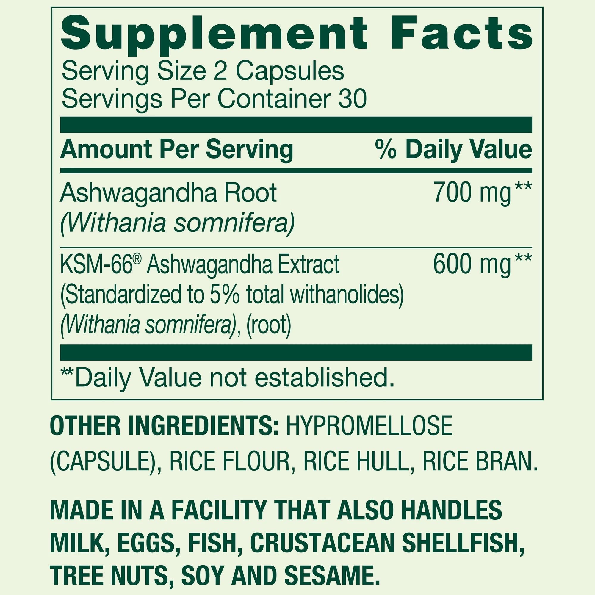 Close-up of Ashwagandha 1300 mg capsules