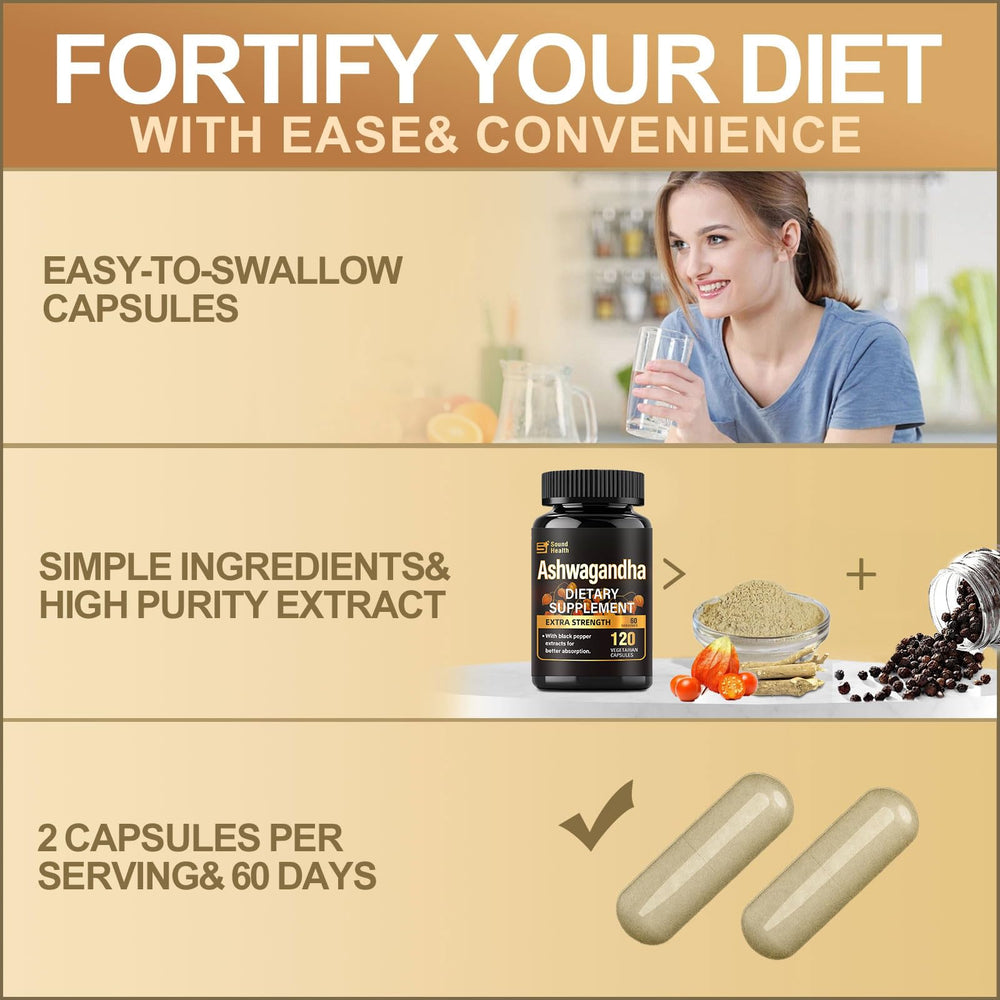 Label highlighting 20:1 extract potency of Ashwagandha