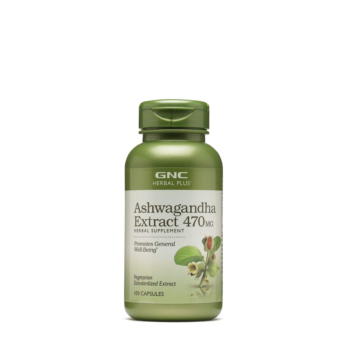 GNC Herbal Plus Ashwagandha Extract 470mg bottle - 100 servings
