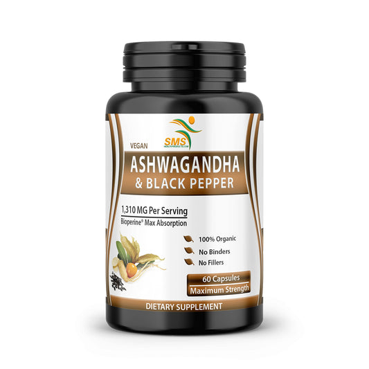Front view of Ashwagandha Capsules with Black Pepper bottle