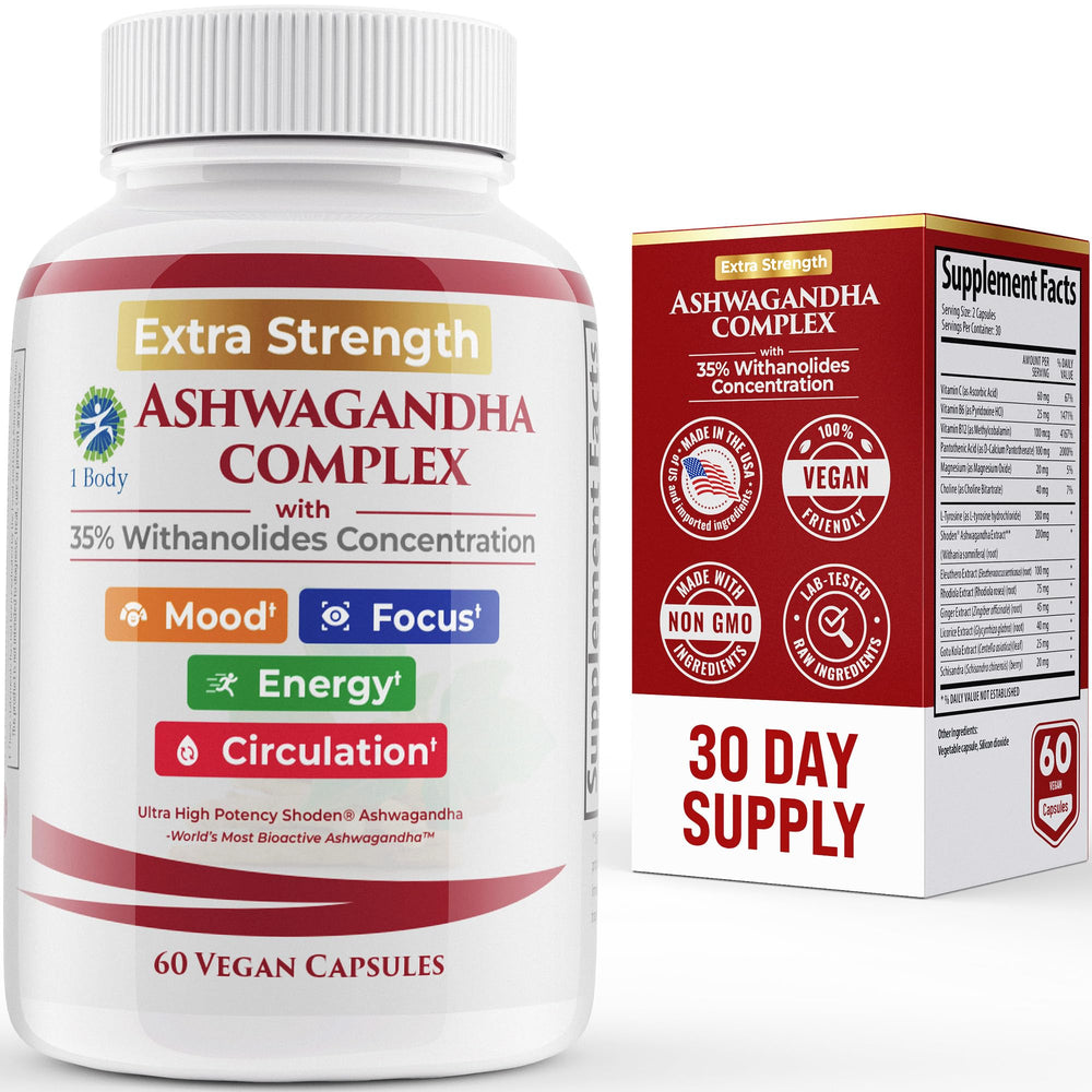 Hero image displaying 60 Ashwagandha capsules