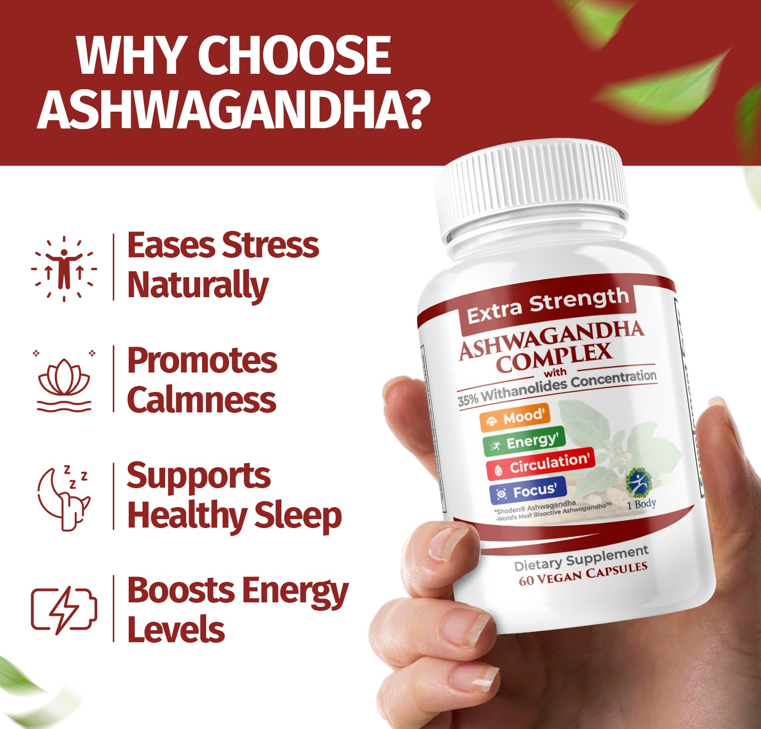 Product packaging and label for Ashwagandha Complex