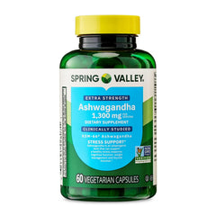 Extra Strength Ashwagandha 1300 mg bottle with 60 vegetarian capsules