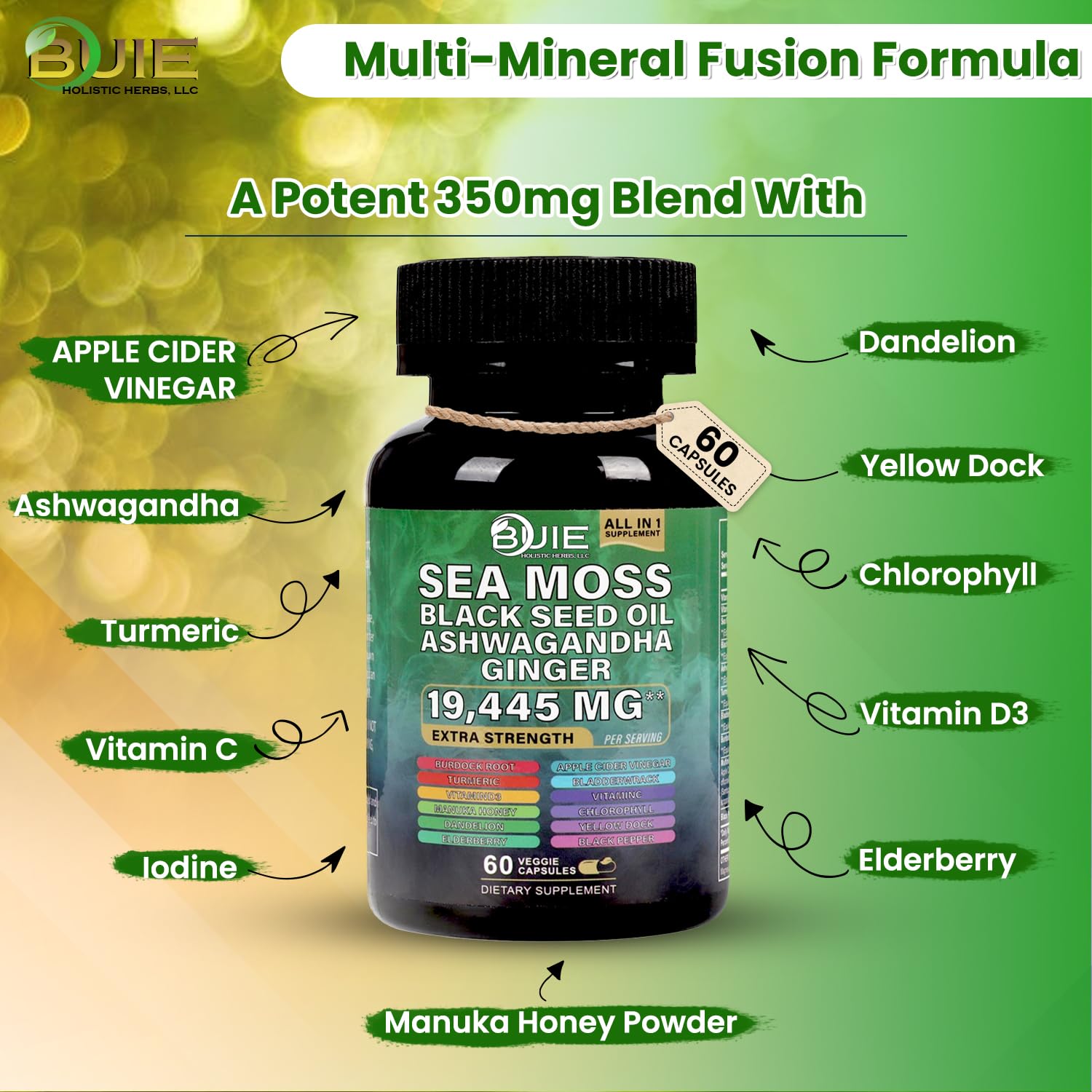 Ashwagandha and ginger sea moss capsules