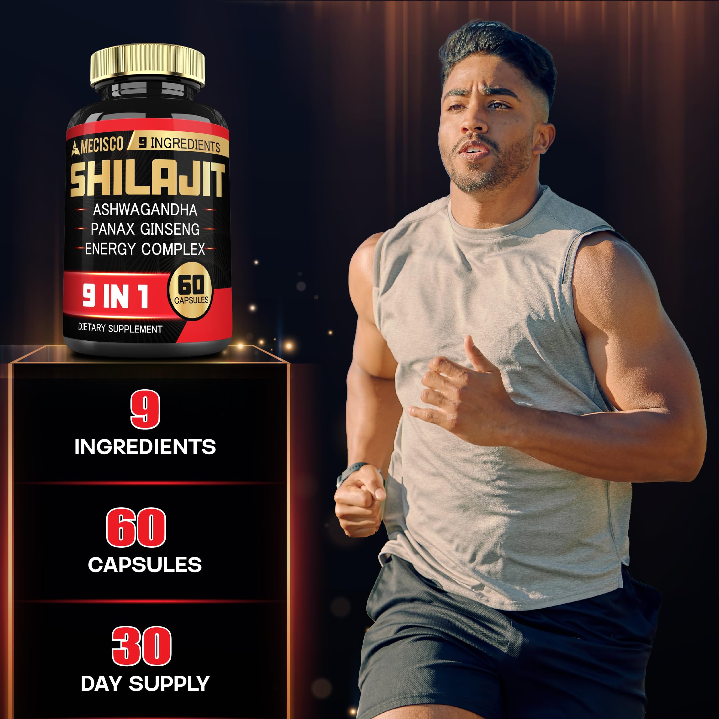 Ashwagandha, Panax Ginseng, and L-Arginine ingredients in the blend