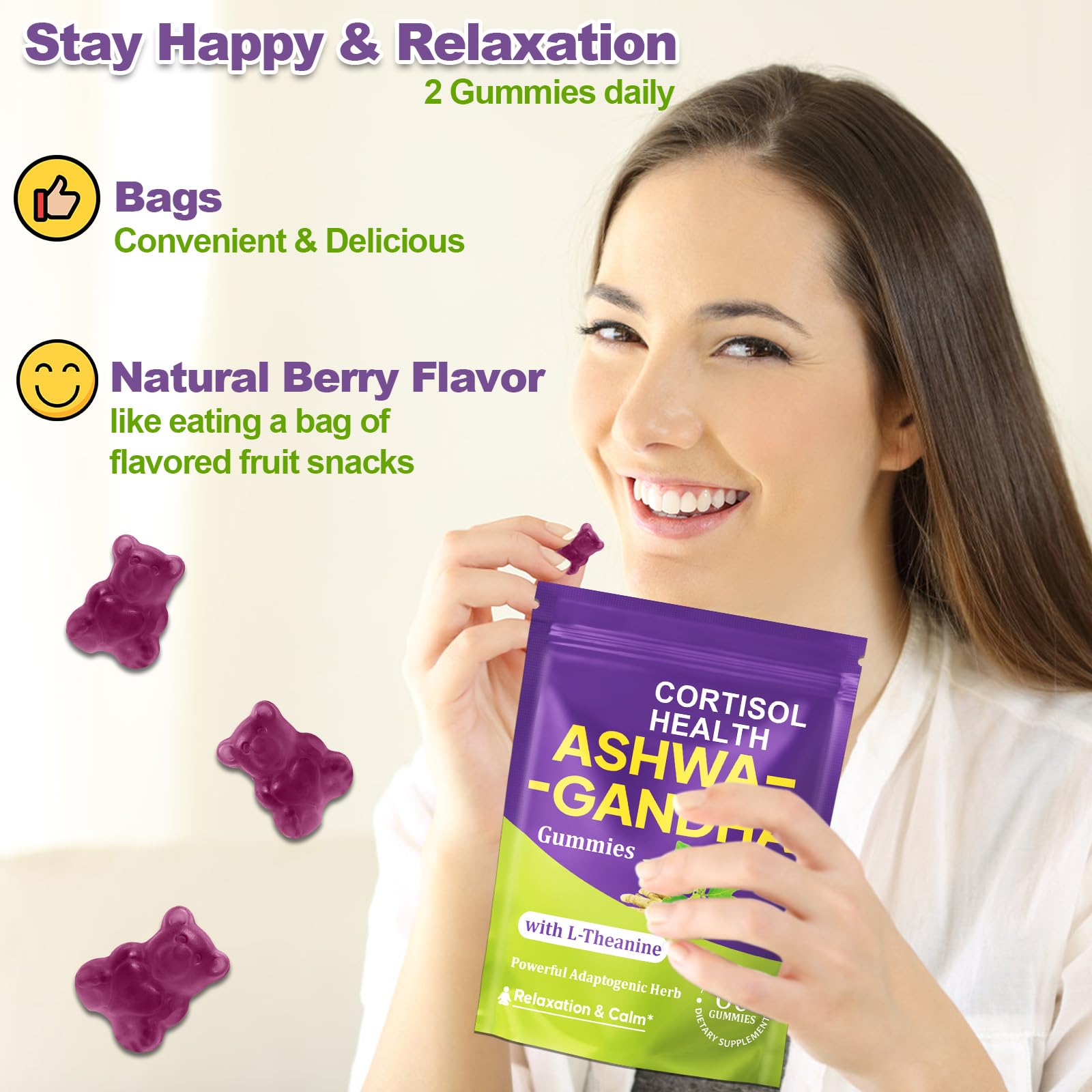 Close-up of Berry flavored Ashwagandha Gummies