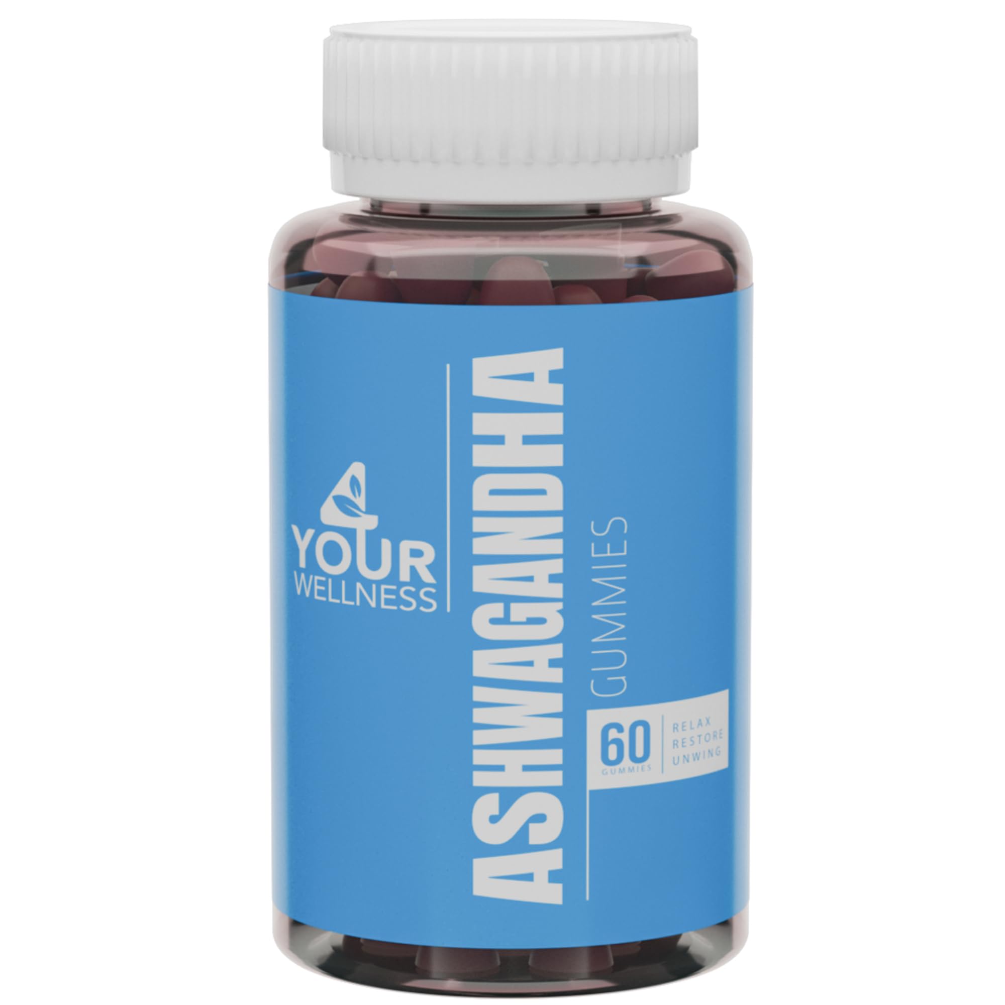 Bottle of 4 Your Wellness Ashwagandha Gummies Mixed Berry with KSM-66 and Lion's Mane