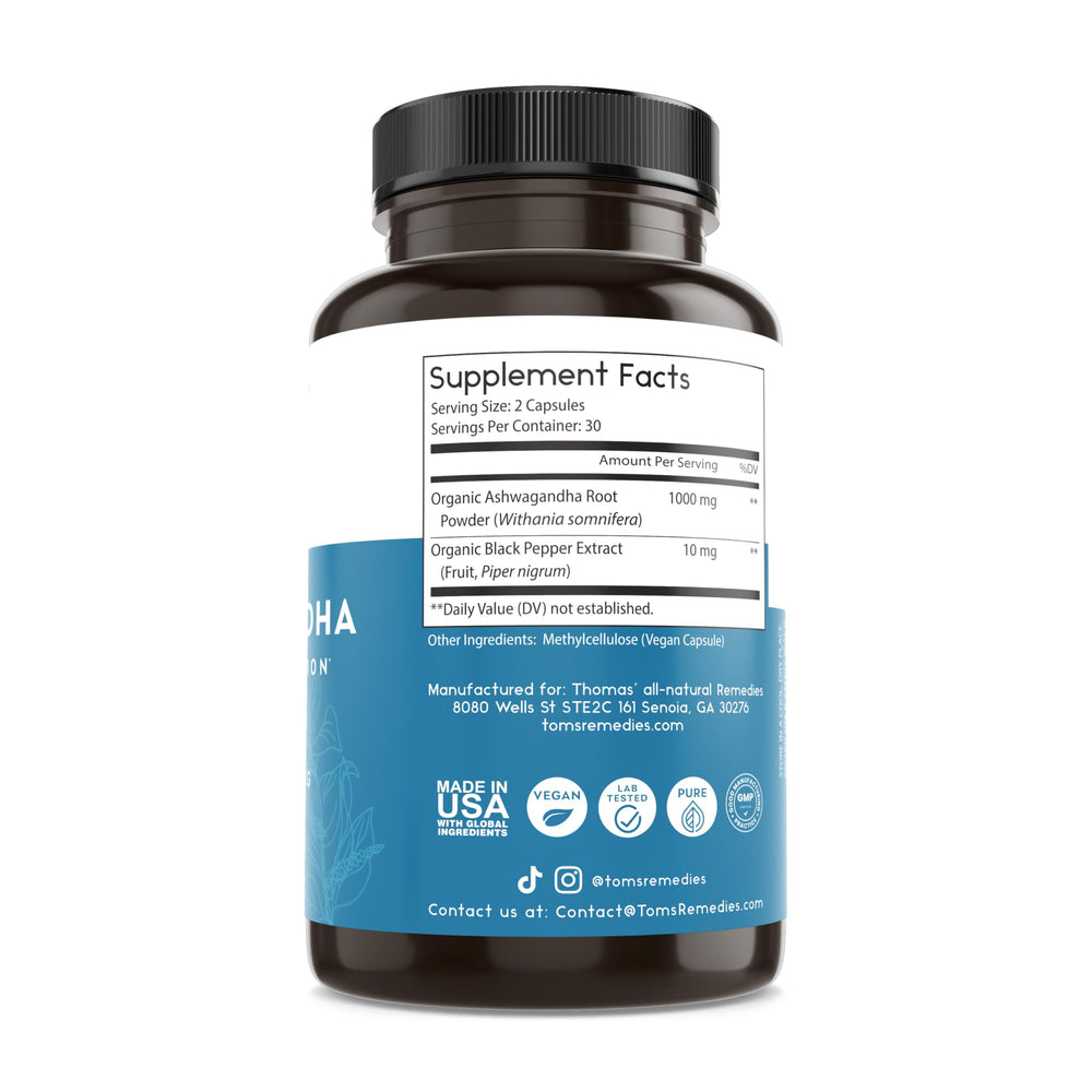 Ingredient panel featuring Ashwagandha and Black Pepper