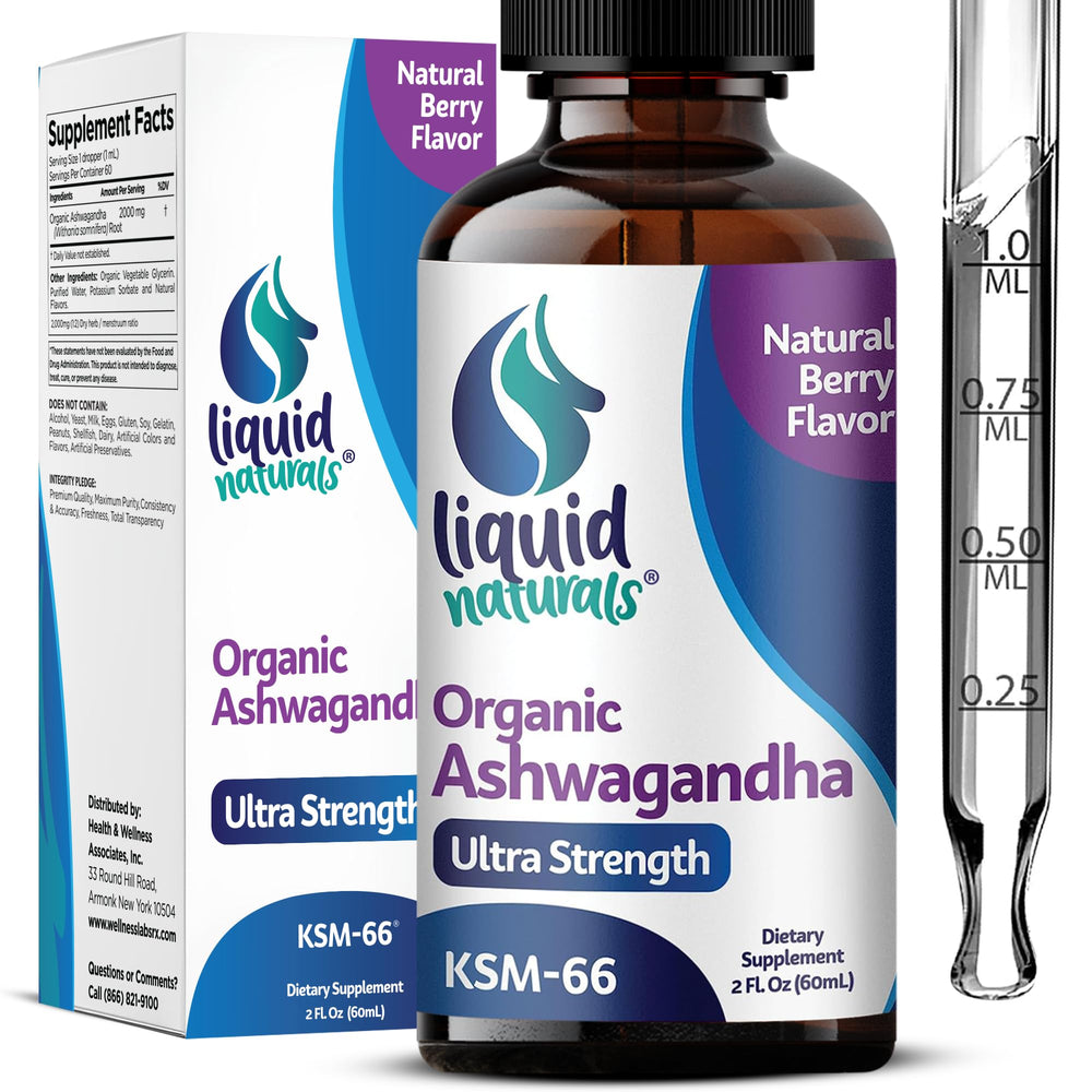 Ashwagandha KSM-66 Drops bottle with natural berry flavor