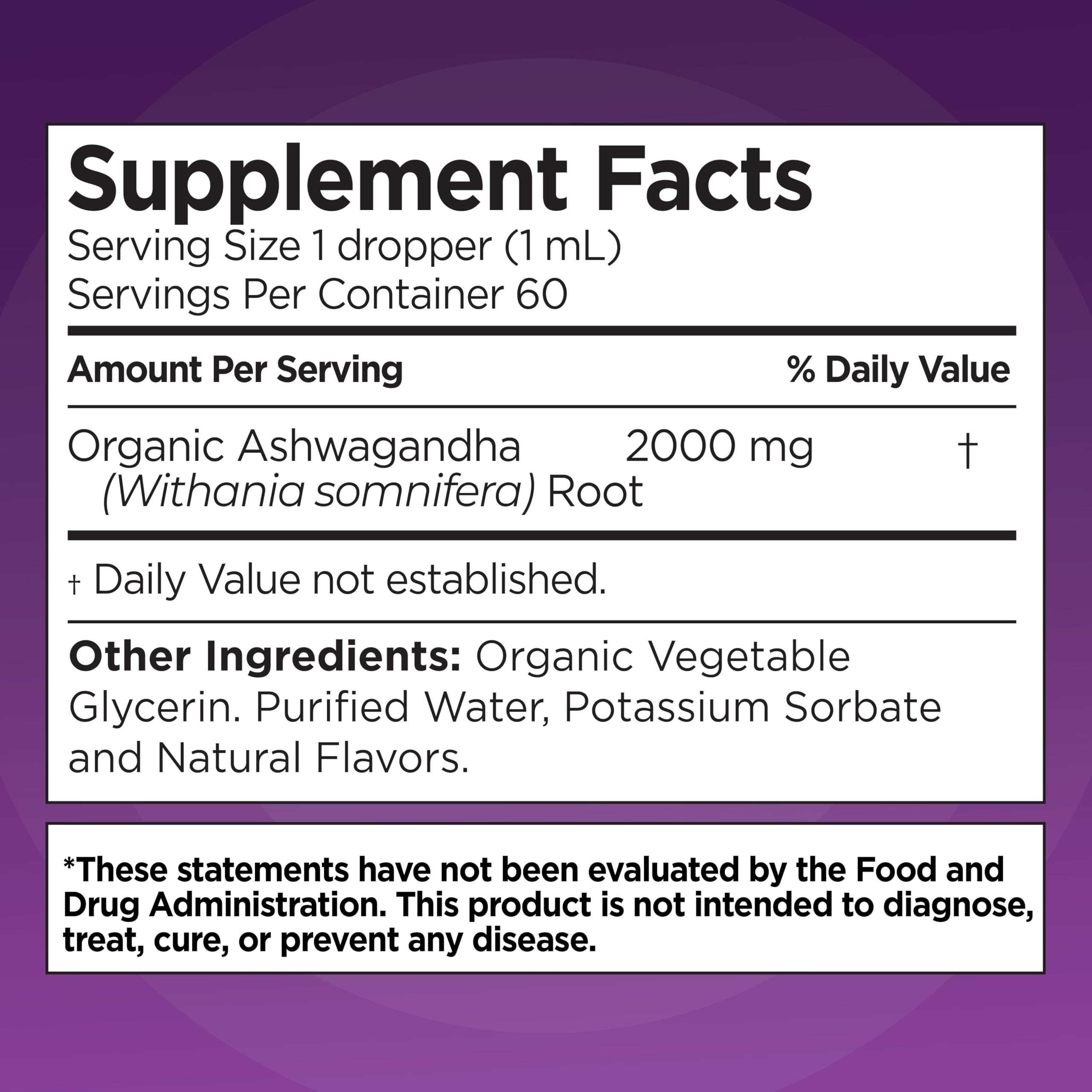 Front label of Ashwagandha KSM-66 Drops bottle