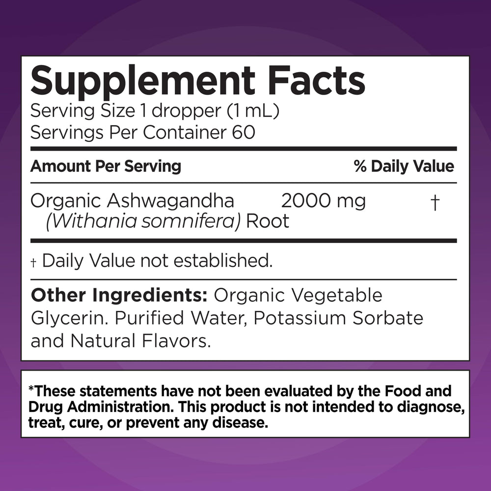 Front label of Ashwagandha KSM-66 Drops bottle