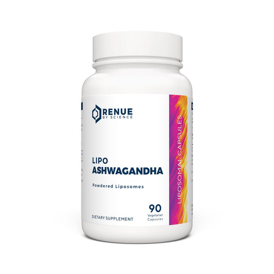 Bottle of Renue By Science Liposomal Ashwagandha capsules