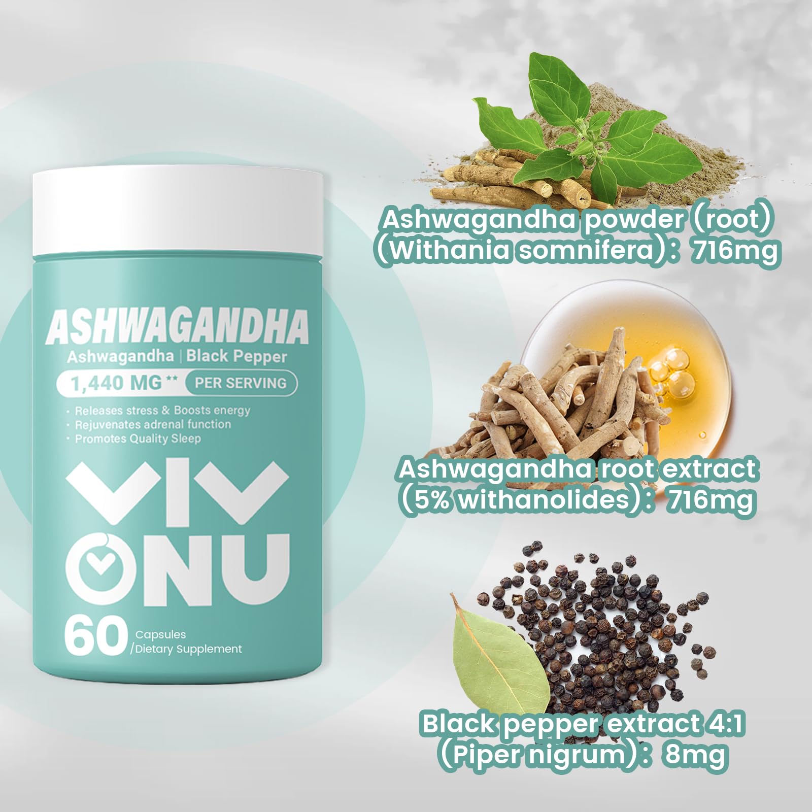 Ashwagandha powder and root extract (KSM-66) ingredients