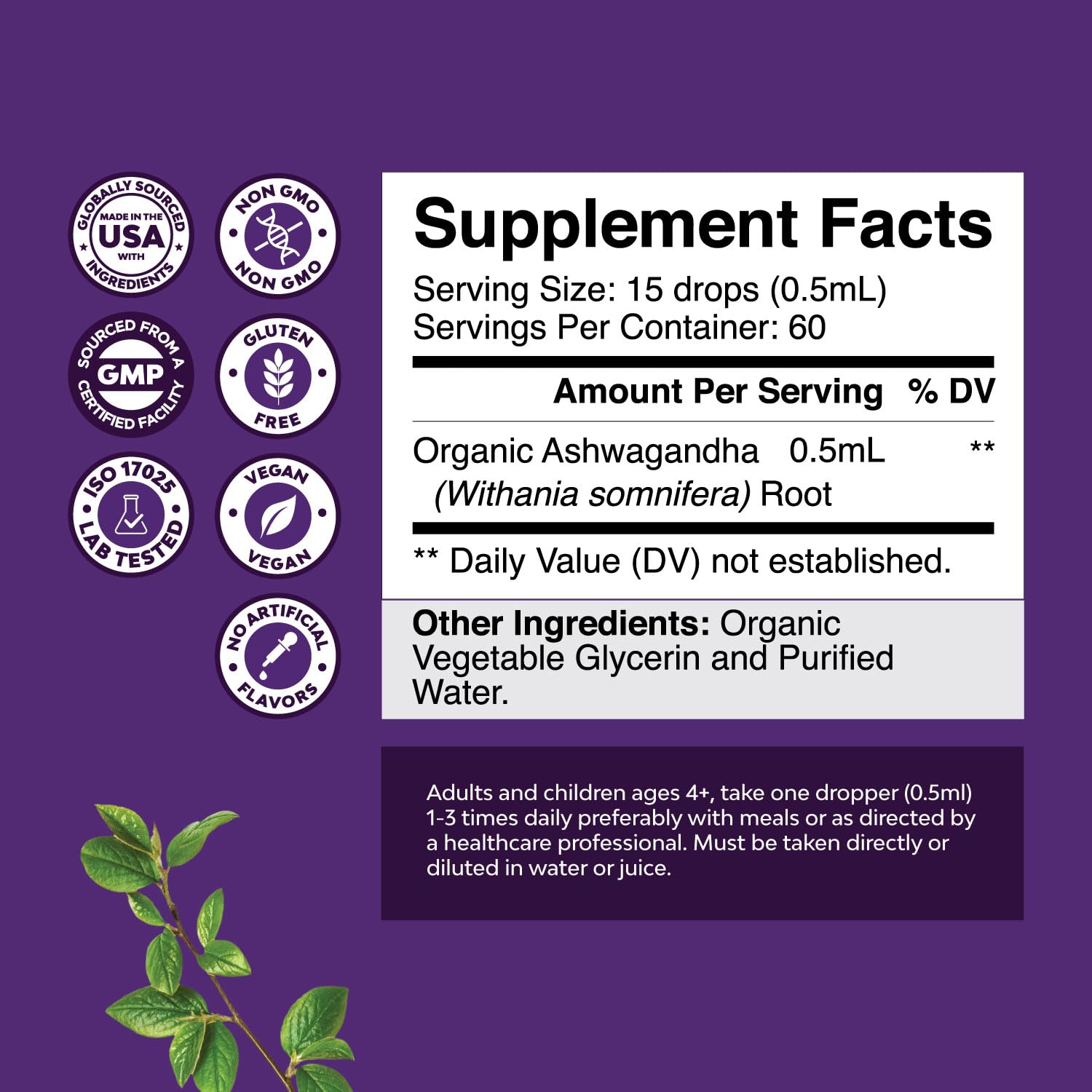 Close-up of Ashwagandha root extract drops
