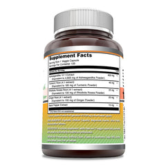 Ashwagandha with turmeric, ginger, rhodiola, and black pepper ingredients