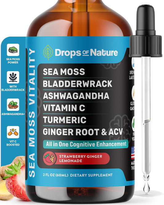 Ashwagandha and Turmeric Liquid Drops bottle – Strawberry Ginger Lemonade (60mL)