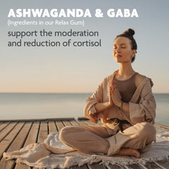 Six-pack bundle visual of AshwaGum RELAX Gum