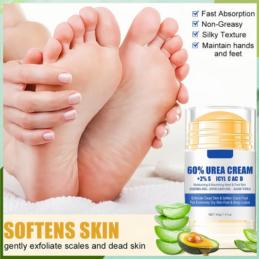 ASMAYSA heel-stick application demonstrates targeted relief for dry heels.