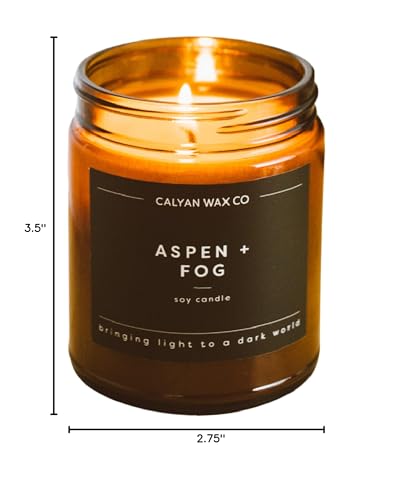 Aspen & Fog luxury soy candle in amber jar