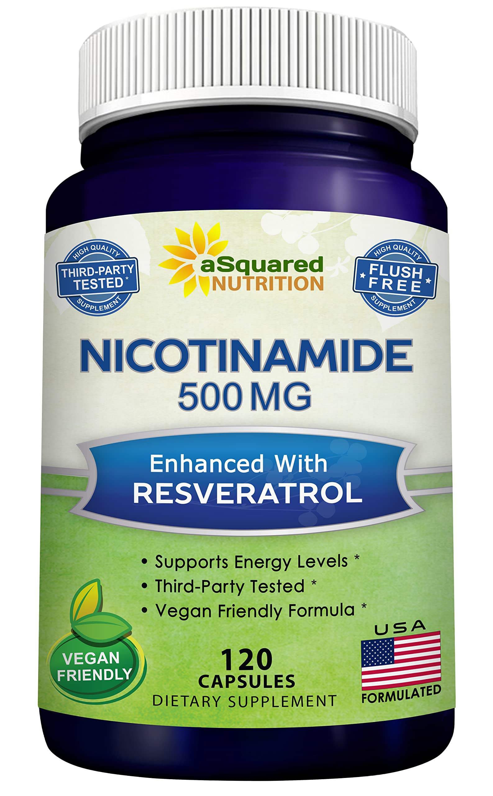 aSquared Nutrition Nicotinamide with Resveratrol bottle - front view