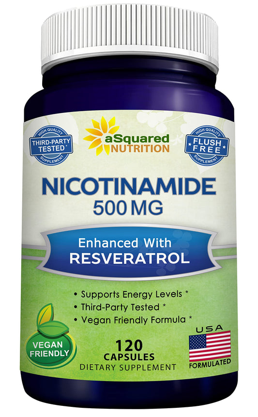 aSquared Nutrition Nicotinamide with Resveratrol bottle - front view