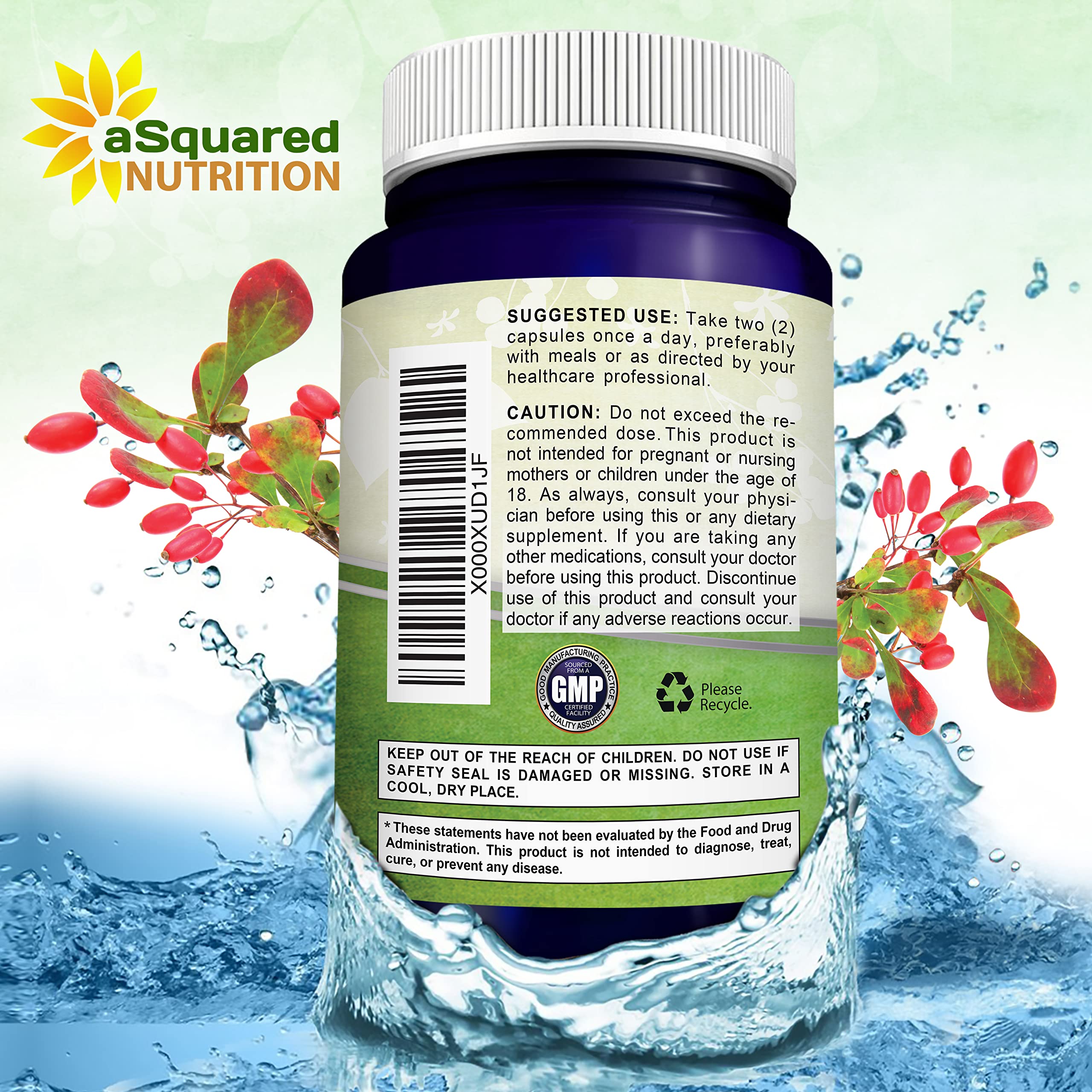 asquared nutrition berberine bottle pouring capsules suggesting simple intake ritual.