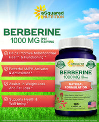 asquared nutrition berberine capsules pack showing 180-count bottle for long-term use.