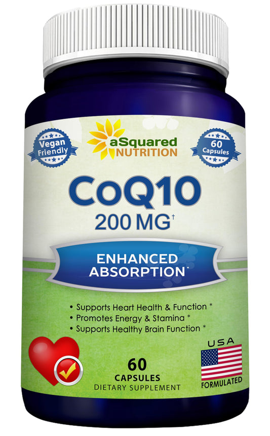 aSquared Nutrition CoQ10 200mg bottle label