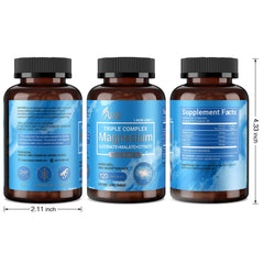 Packaging view of ASSR Triple Magnesium Complex 120 capsules