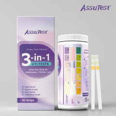AssuTest UTI strips in sealed container