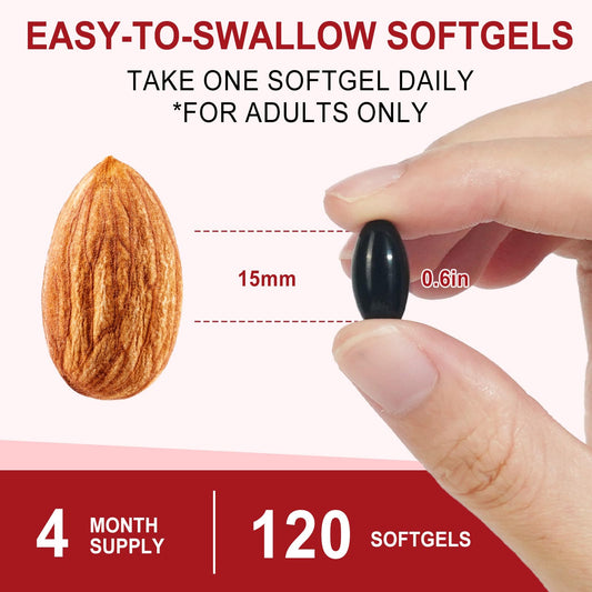 Close-up of astaxanthin softgels bottle and label