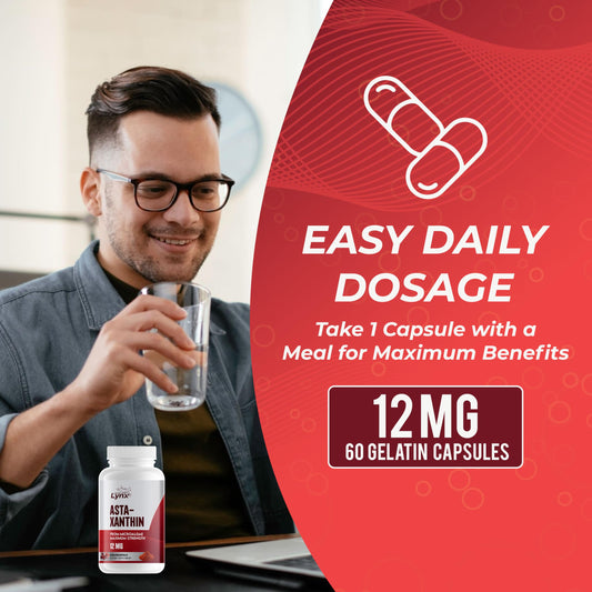 Close-up of Astaxanthin 12mg bottle label