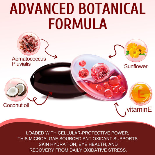 Back view of Astaxanthin bottle showing label